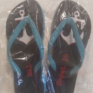 Sweet 16 Blue And Black Sailor Flip Flops, Size- 9